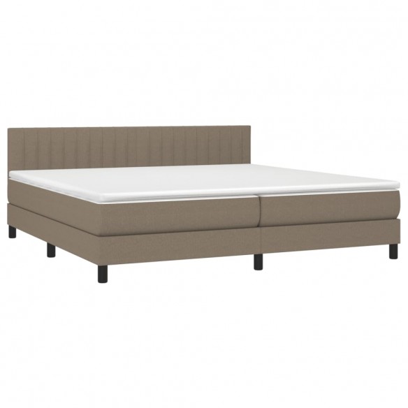 Cadre de lit et matelas et LED Taupe 200x200cm Tissu