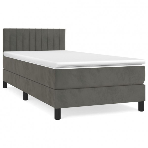 Cadre de lit et matelas Gris foncé 90x190 cm Velours