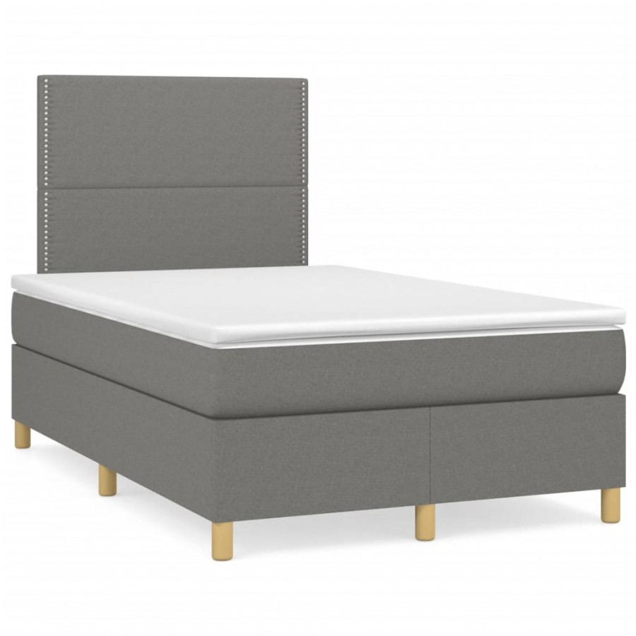 Cadre de lit avec matelas gris foncé...