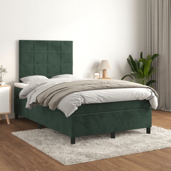 Cadre de lit avec matelas vert foncé 120x190 cm