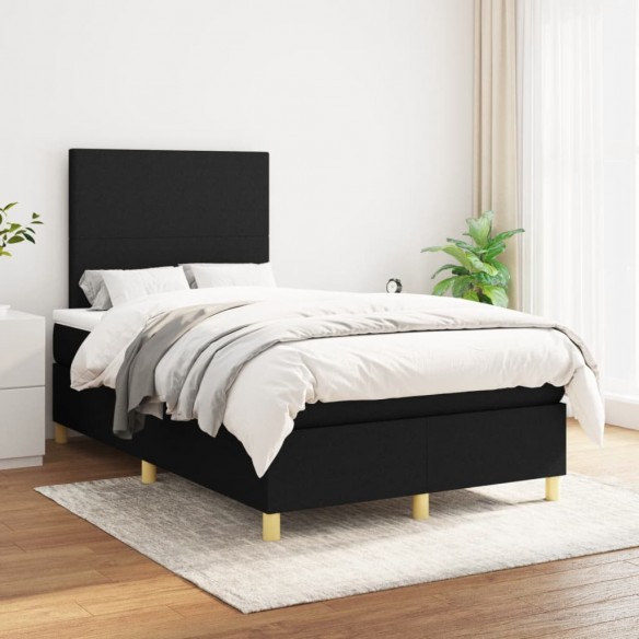 Cadre de lit avec matelas noir 120x190 cm tissu