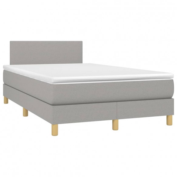 Cadre de lit matelas LED gris clair 120x190 cm tissu