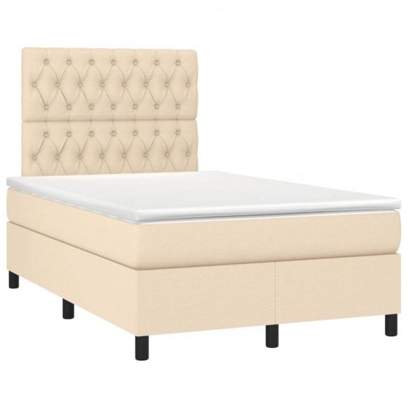 Cadre de lit avec matelas crème 120x190 cm tissu