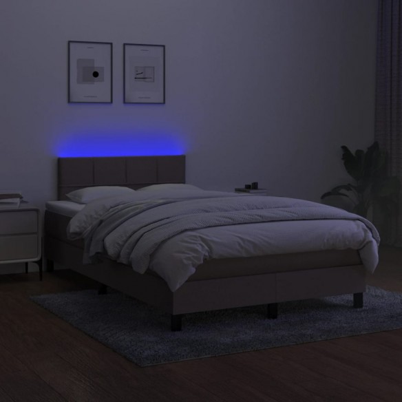 Cadre de lit matelas et LED taupe 120x190 cm tissu