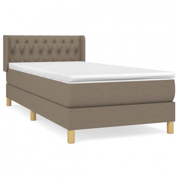 Cadre de lit avec matelas Taupe 100x200 cm Tissu