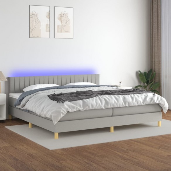 Cadre de lit matelas LED Gris clair 200x200 cm Tissu