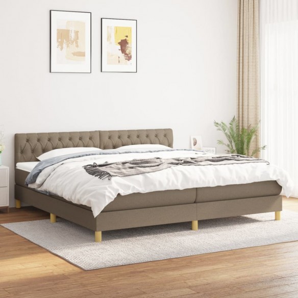 Cadre de lit avec matelas Taupe 200x200 cm Tissu