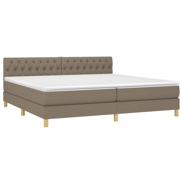 Cadre de lit avec matelas Taupe 200x200 cm Tissu