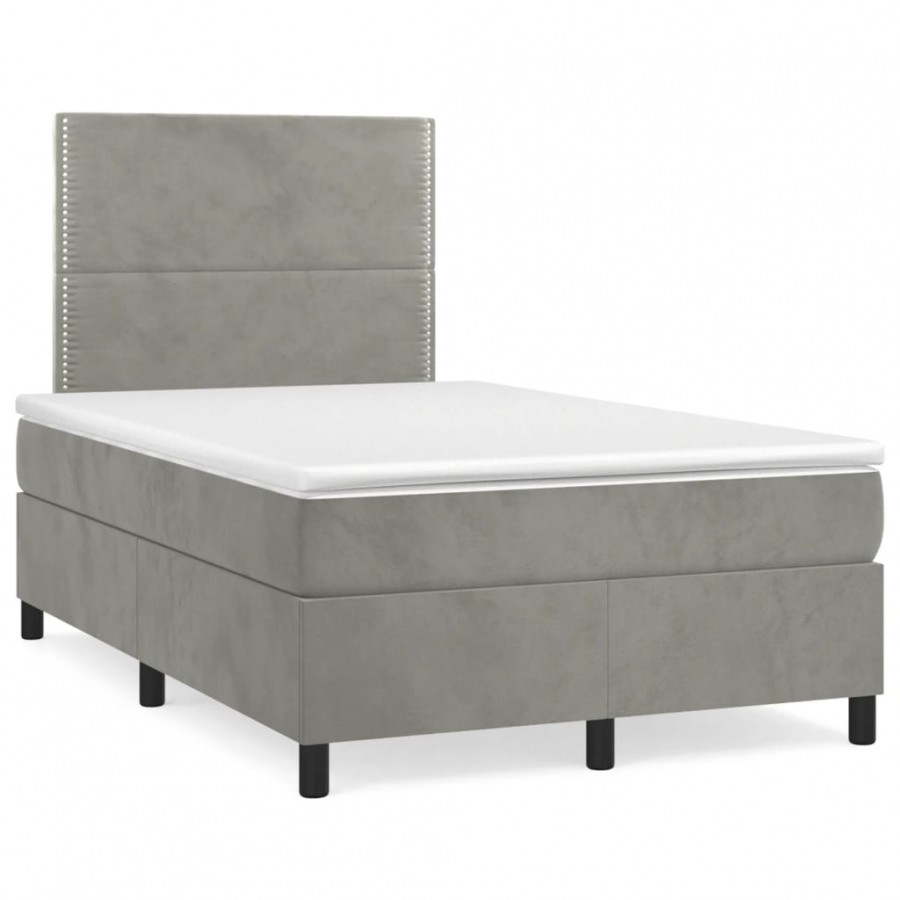 Cadre de lit et matelas gris clair 120x190cm velours