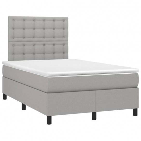 Cadre de lit et matelas gris clair 120x190 cm tissu