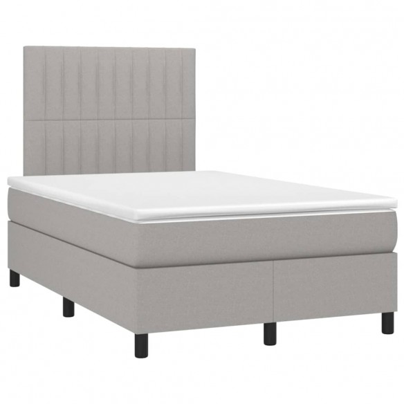 Cadre de lit et matelas et LED Gris clair 120x200 cm