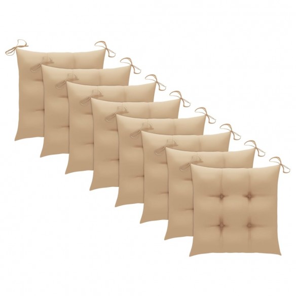 Chaises à dîner d'extérieur 8 pcs avec coussins Acacia massif