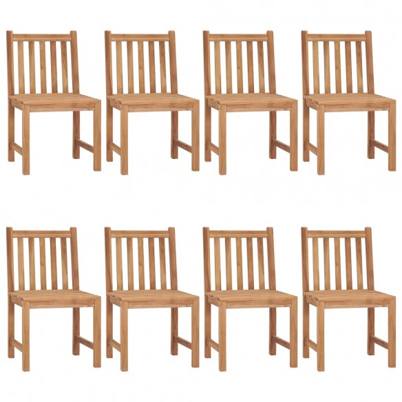 Chaises de jardin 8 pcs avec coussins Bois de teck massif