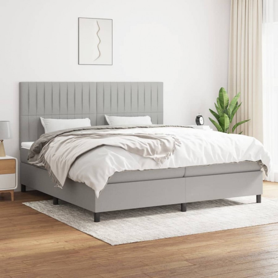 Cadre de lit avec matelas Gris clair 200x200cm Tissu