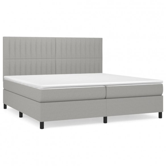 Cadre de lit avec matelas Gris clair 200x200cm Tissu