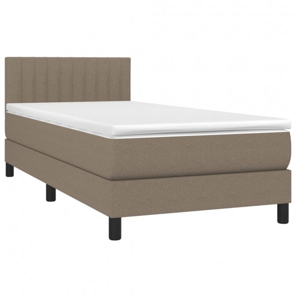 Cadre de lit avec matelas LED Taupe 90x190 cm Tissu