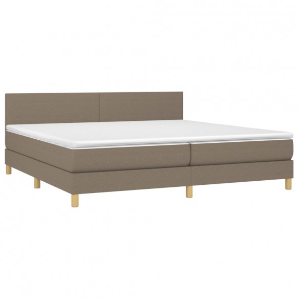 Cadre de lit et matelas et LED Taupe 200x200cm Tissu