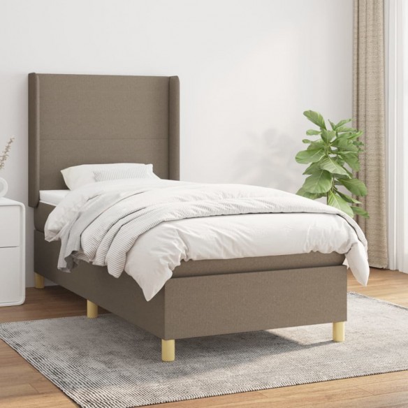 Cadre de lit avec matelas Taupe 100x200 cm Tissu