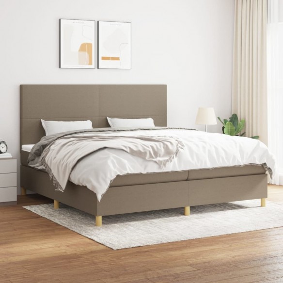 Cadre de lit avec matelas Taupe 200x200 cm Tissu