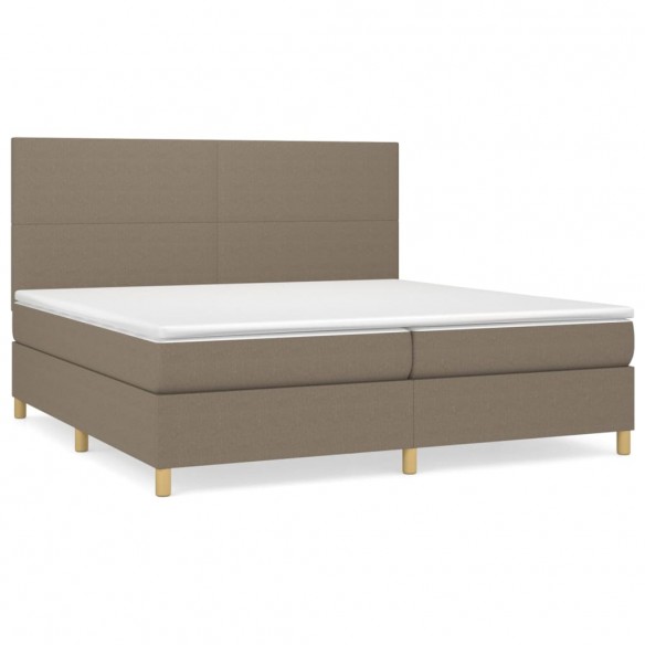 Cadre de lit avec matelas Taupe 200x200 cm Tissu