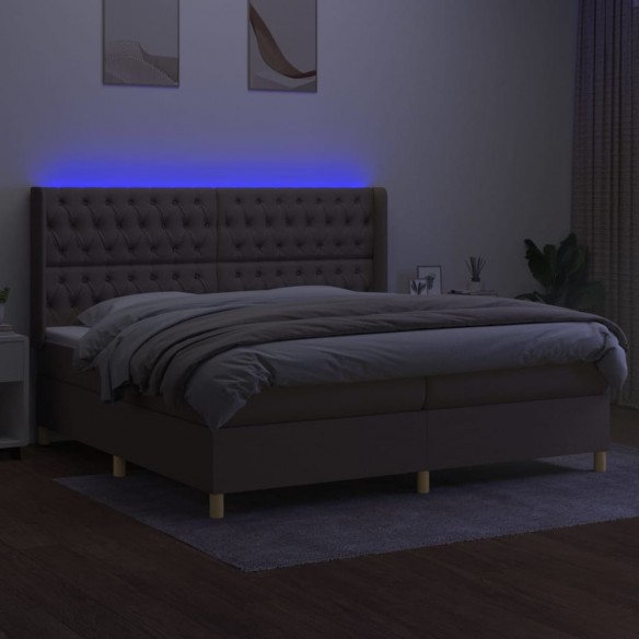 Cadre de lit matelas et LED Taupe 200x200 cm Tissu