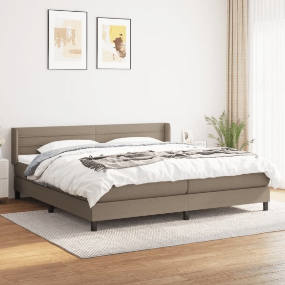 Cadre de lit avec matelas Taupe 200x200 cm Tissu