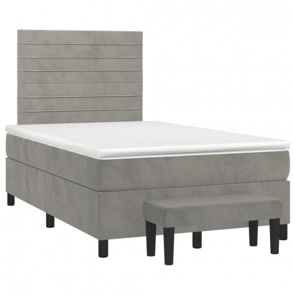 Cadre de lit et matelas gris clair 120x190cm velours