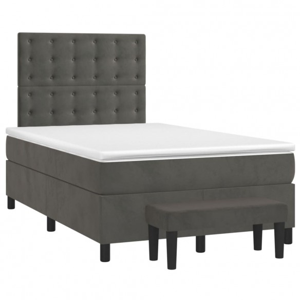 Cadre de lit et matelas gris foncé 120x190cm velours