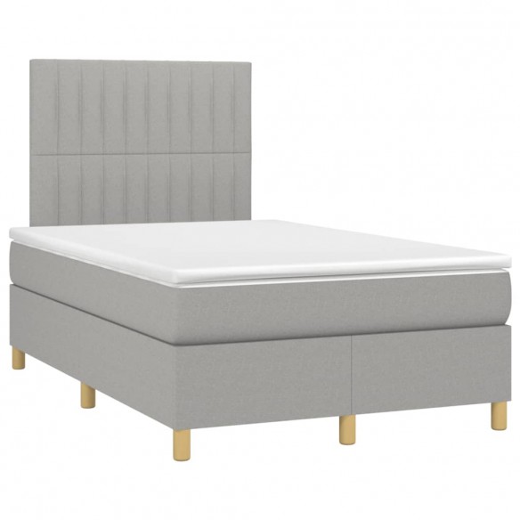 Cadre de lit matelas LED gris clair 120x190 cm tissu