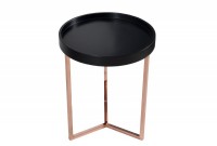 Table d'appoint design en bois noir / métal cuivré
