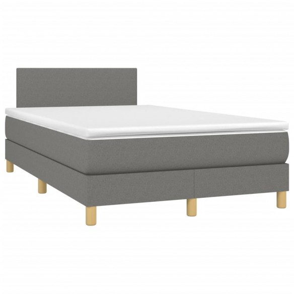 Cadre de lit matelas LED gris foncé 120x190 cm tissu