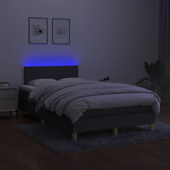 Cadre de lit matelas LED gris foncé 120x190 cm tissu