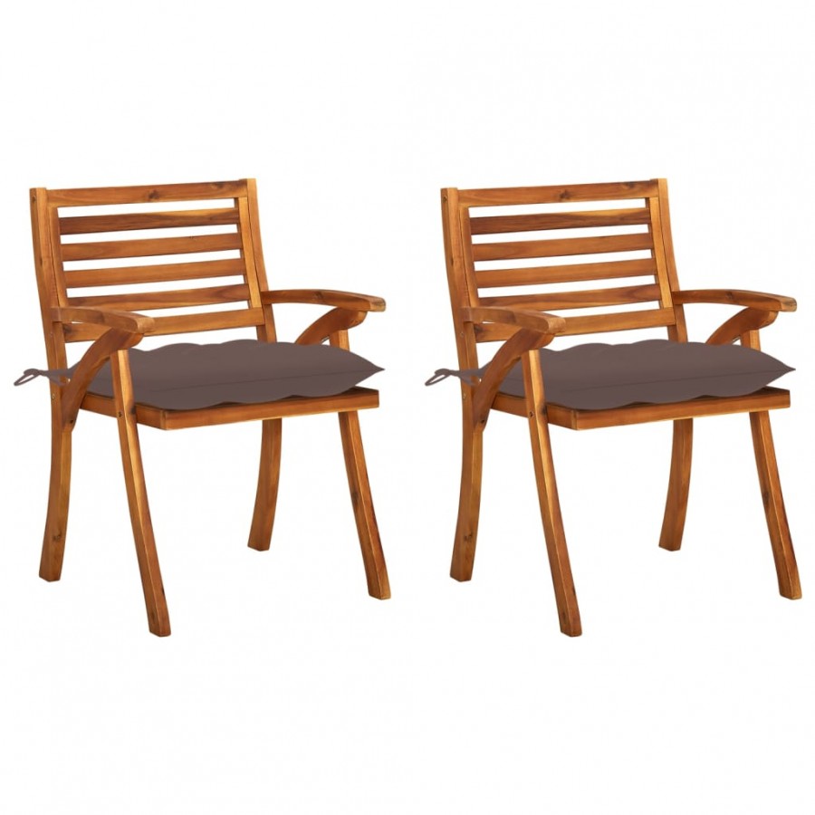 Chaises à dîner de jardin avec coussins 2 pcs Acacia massif