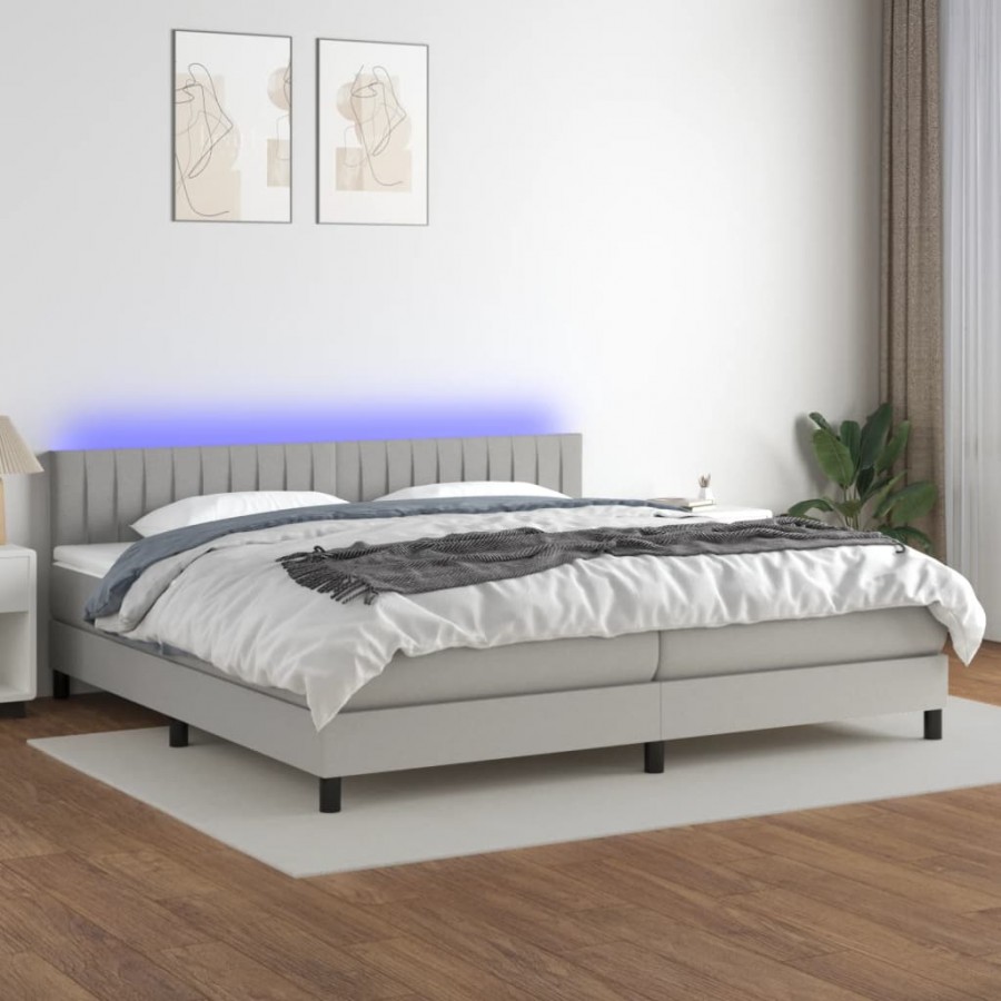 Cadre de lit matelas LED Gris clair...