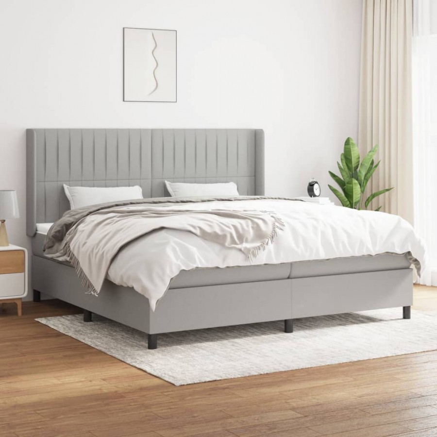 Cadre de lit avec matelas Gris clair 200x200cm Tissu