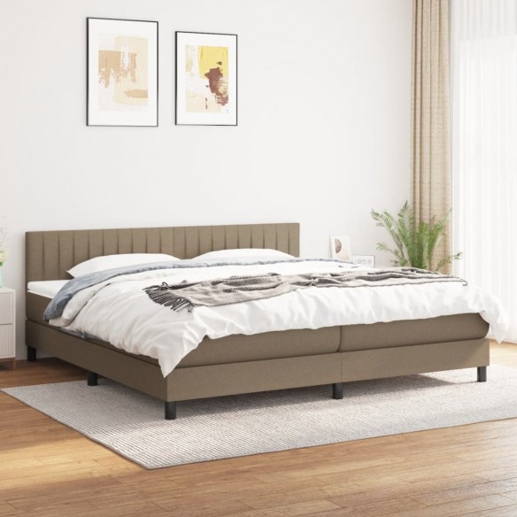 Cadre de lit avec matelas Taupe 200x200 cm Tissu