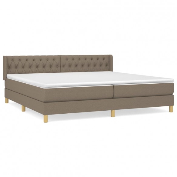 Cadre de lit avec matelas Taupe 200x200 cm Tissu