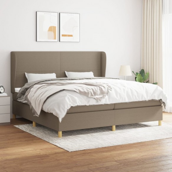 Cadre de lit avec matelas Taupe 200x200 cm Tissu