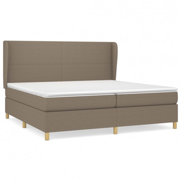 Cadre de lit avec matelas Taupe 200x200 cm Tissu