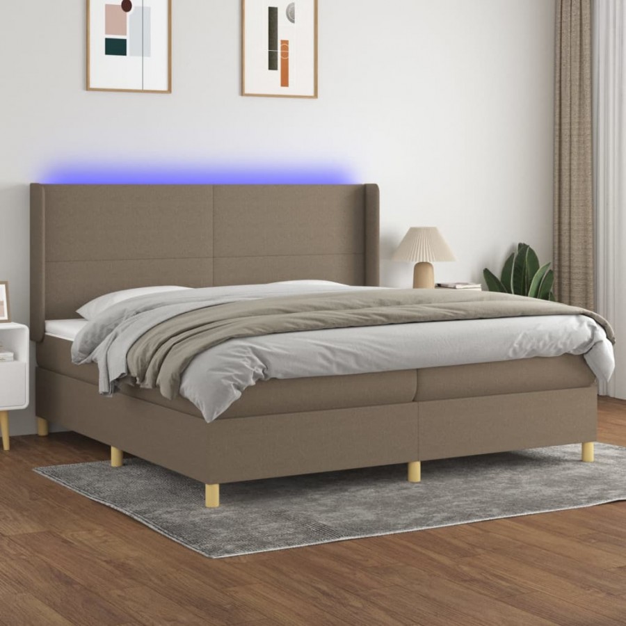 Cadre de lit matelas et LED Taupe...