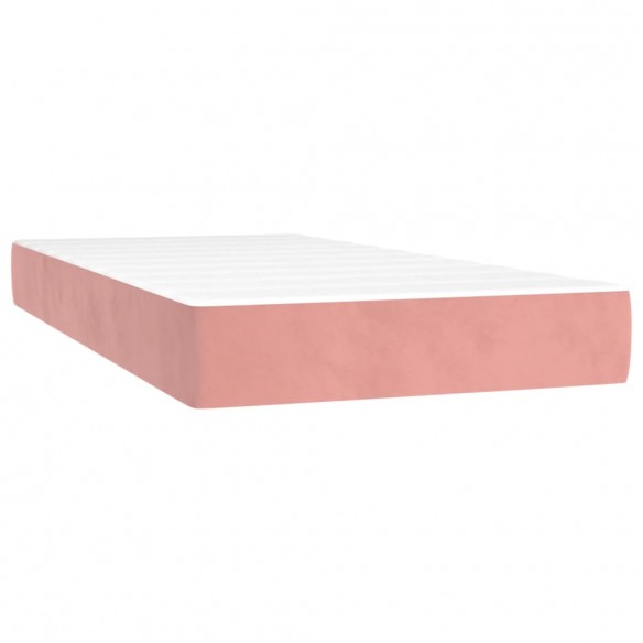 Cadre de lit avec matelas rose 120x190 cm velours