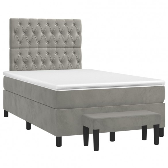 Cadre de lit et matelas gris clair 120x190cm velours