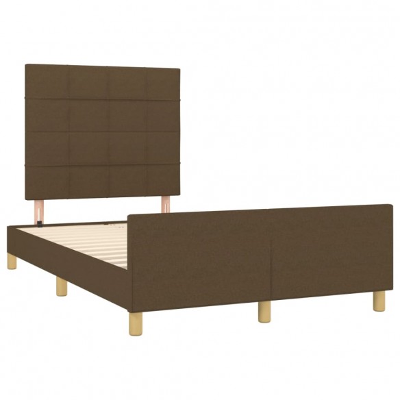 Cadre de lit avec tête de lit marron foncé 120x190 cm tissu