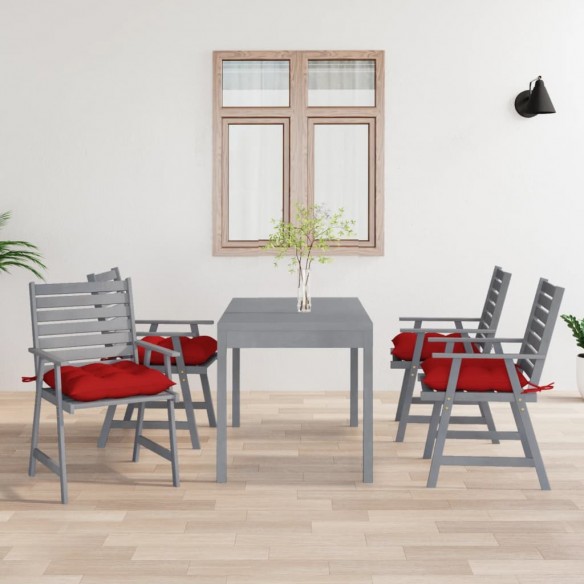 Chaises à dîner d'extérieur avec coussins 4 pcs Acacia massif