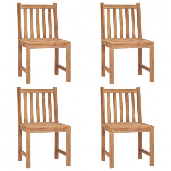 Chaises de jardin 4 pcs avec coussins Bois de teck massif