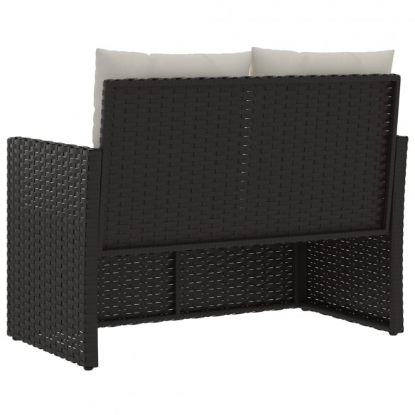 Banc de jardin avec coussins Noir 105 cm Résine tressée