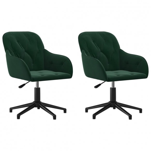 Chaises pivotantes à manger lot de 2 Vert foncé Velours