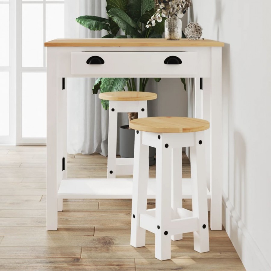 Ensemble de bar 3 pcs blanc bois de...