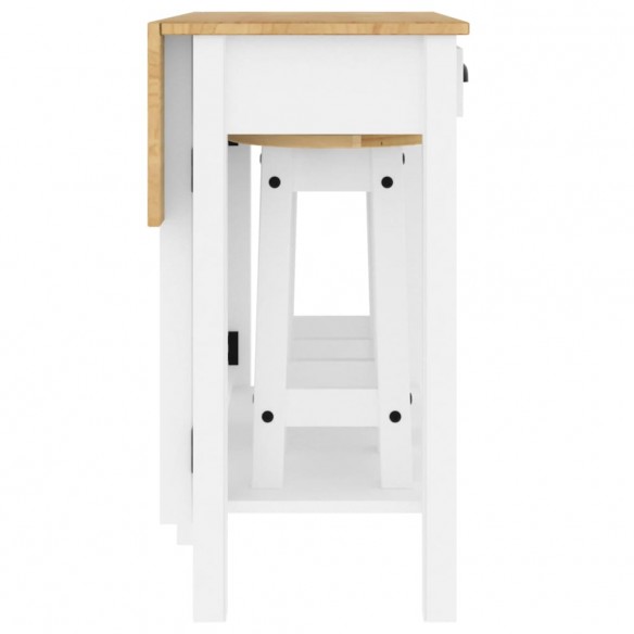 Ensemble de bar 3 pcs blanc bois de pin massif