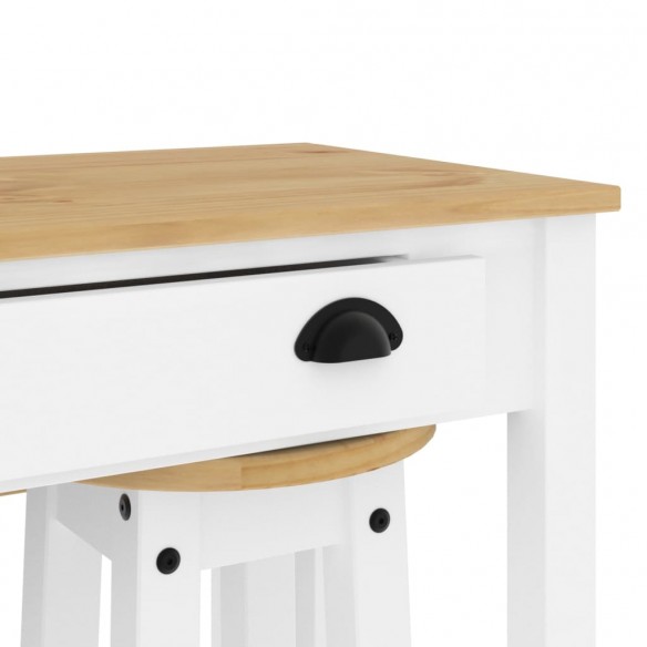 Ensemble de bar 3 pcs blanc bois de pin massif